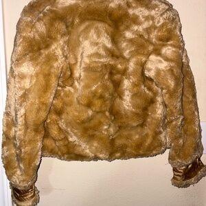 GAP Tan Teddy Jacket Plush Faux Fur